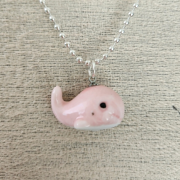 Pink Whale Earrings Necklace Set - Picture 2 of 9
